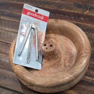 Silver Nutcracker with Brown Wooden Bowl